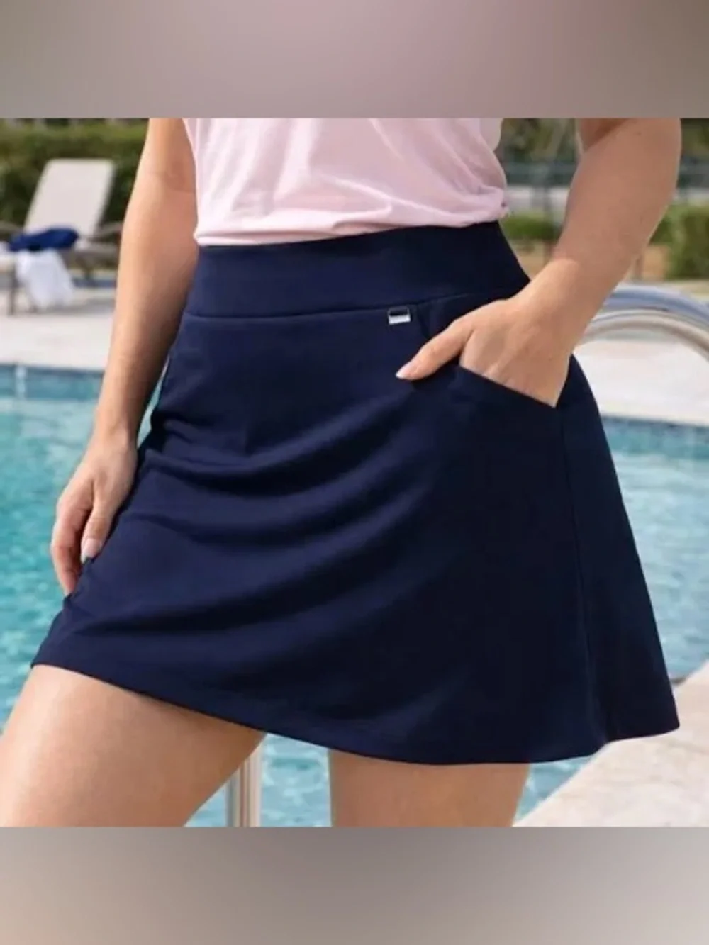 Greg Norman Golf Skort Skirt Navy Blue Play Dry 3 Pocket Women’s S